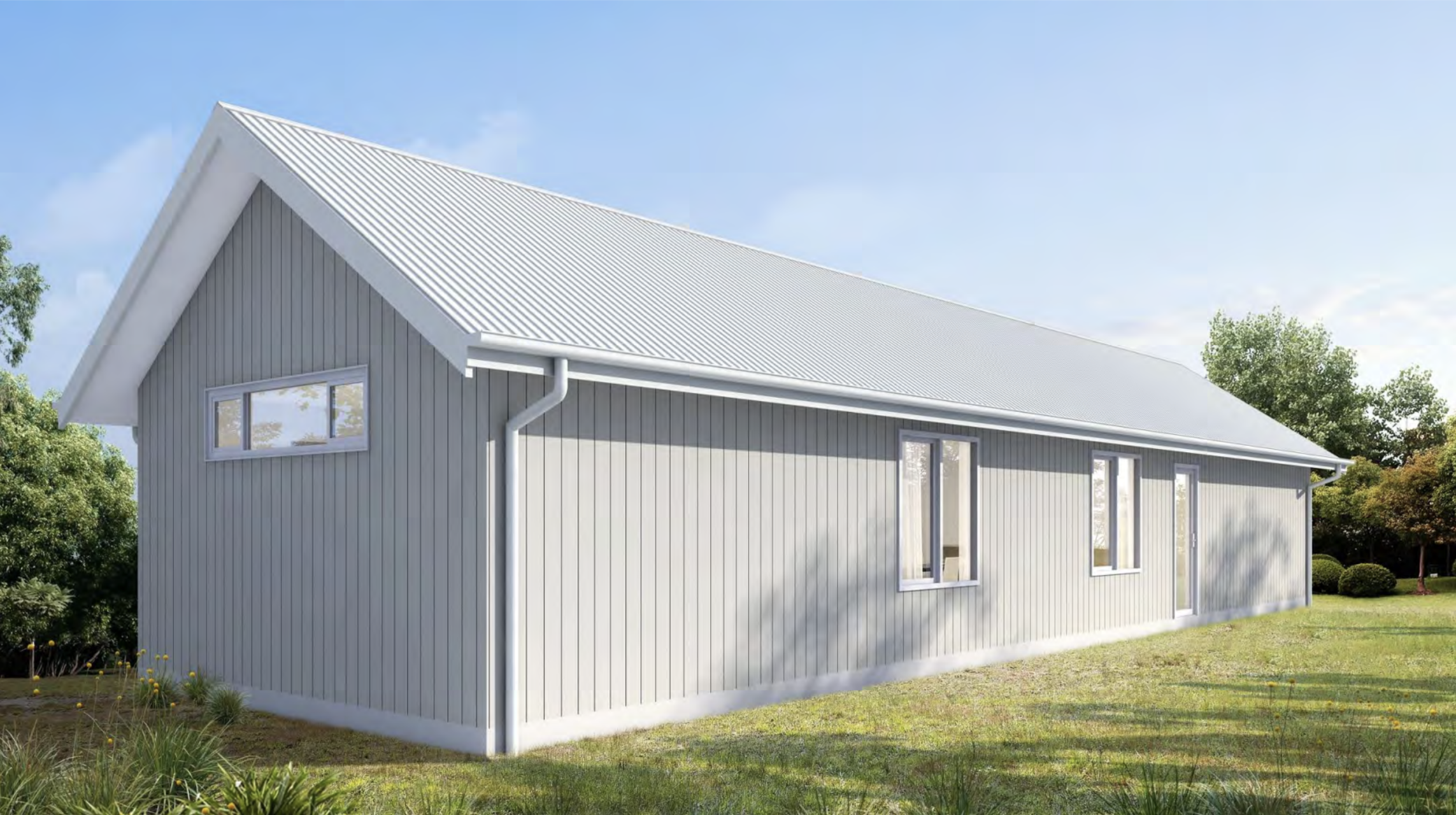 Side elevation render of a residence