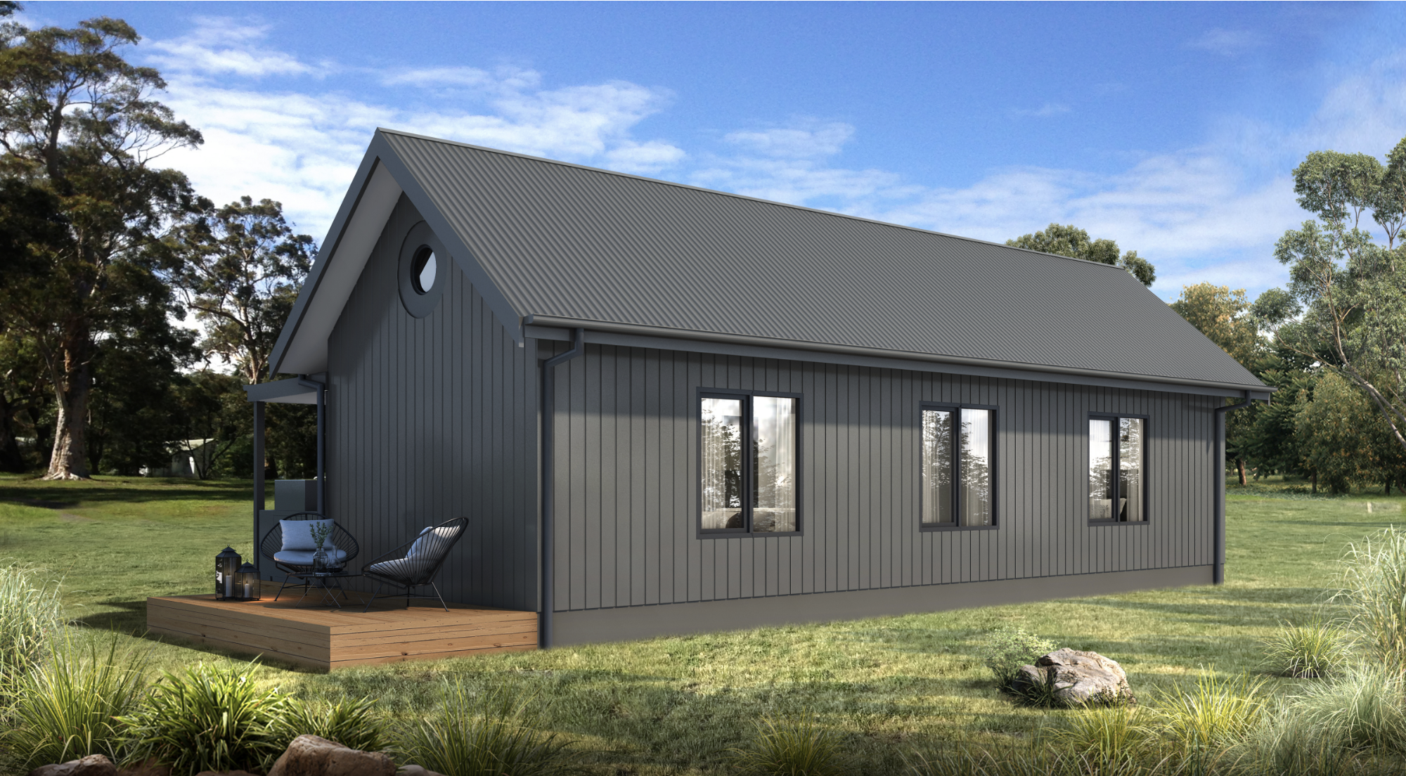 Charcoal residence with deck
